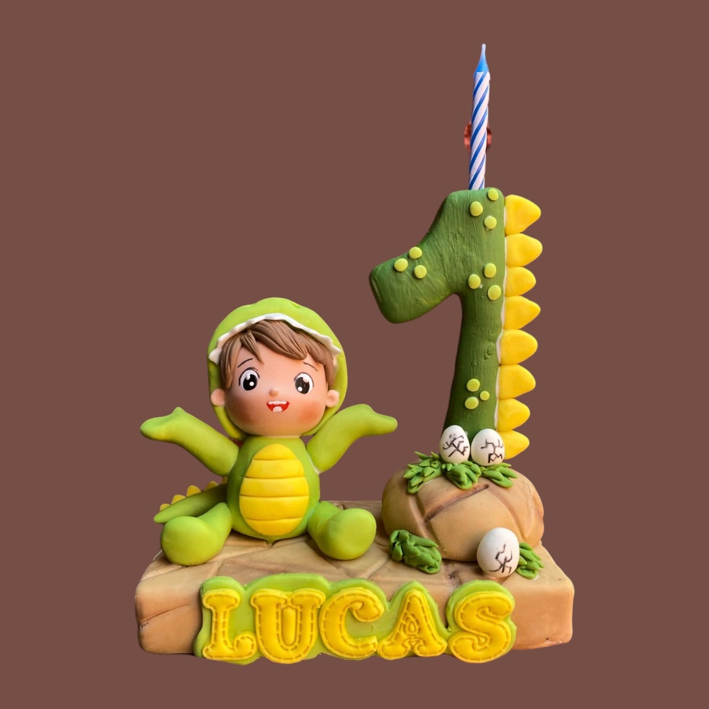 Vela personalizada de niño dinosaurio