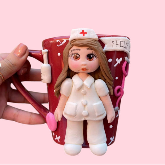 Taza enfermera uniforme blanco