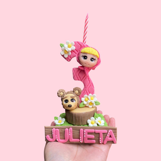 Vela de número Masha y Oso