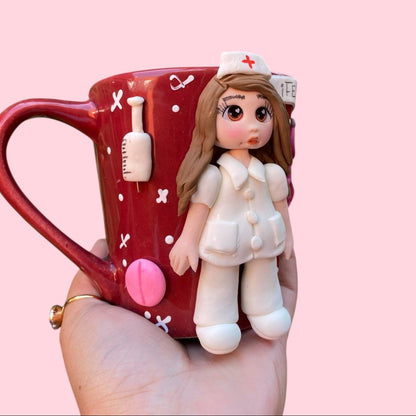 Taza enfermera uniforme blanco