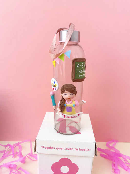 Botella de vidrio para maestra