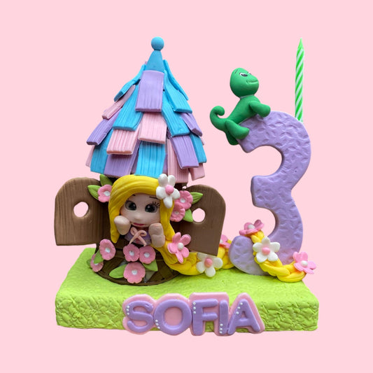 Vela personalizada Rapunzel en torre